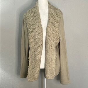 Chico’s Textured Collar Cardigan Beige Size XL